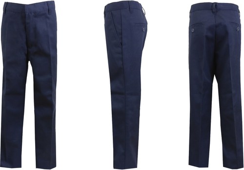 Boys Navy Double Knee Flat Front Pants, Size 6 - Case of 24